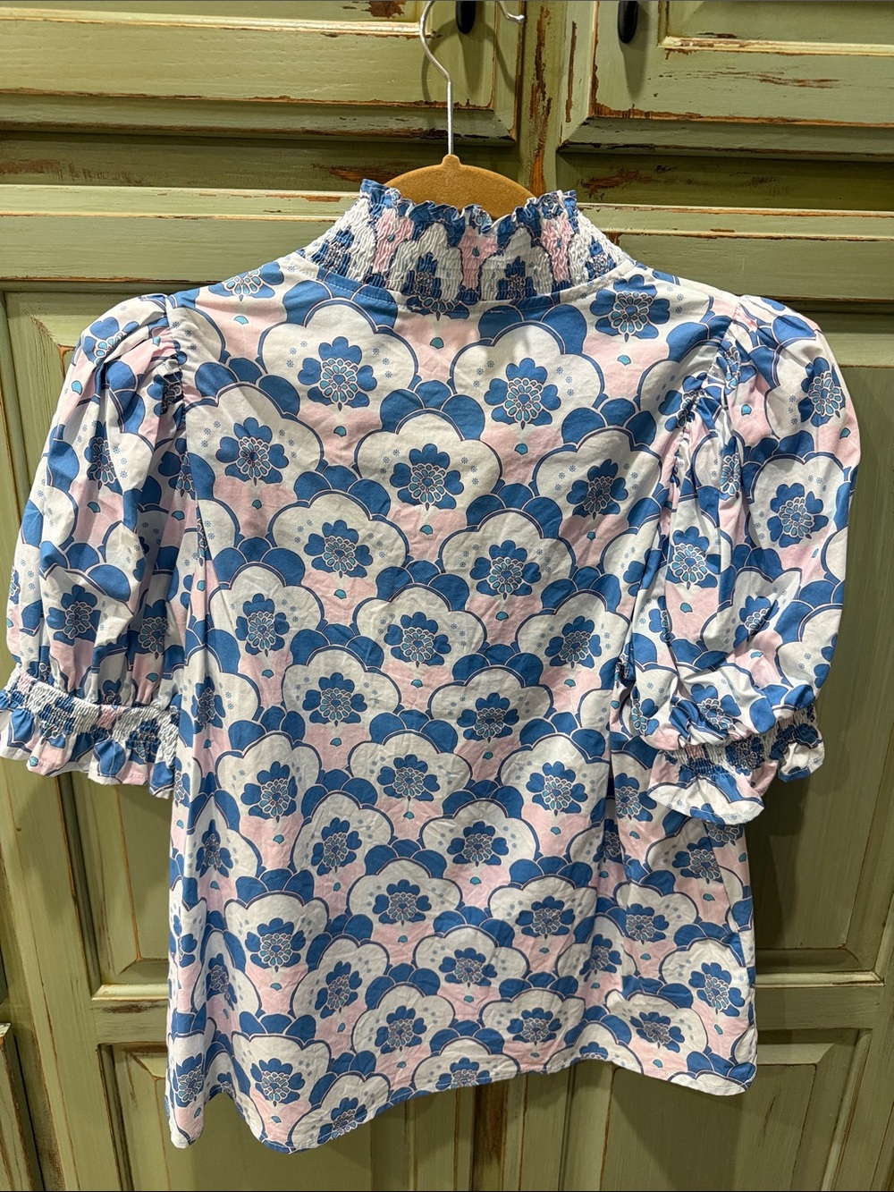 entro Blue & Pink Floral Puff-Sleeve Blouse - Picture 6 of 6